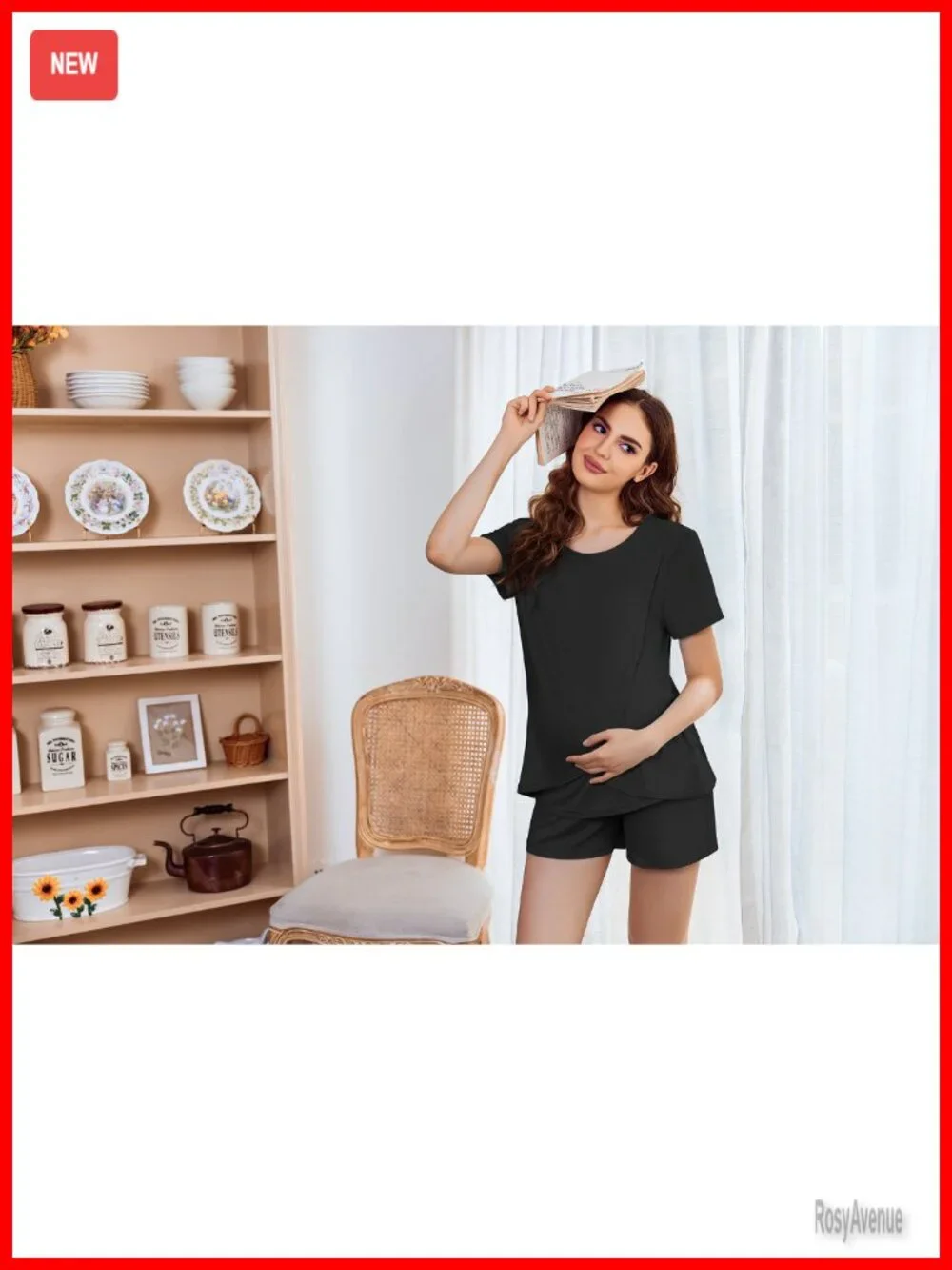 3-Piece Maternity Nursing Pajama Set - Short Sleeve Tee, Shorts, Pants